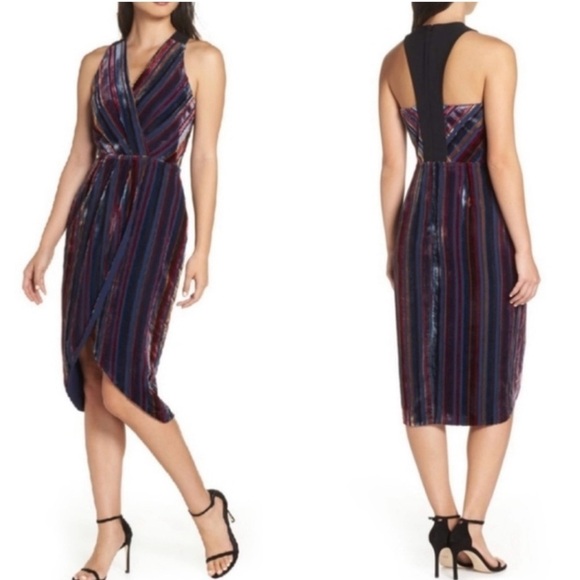 harlyn Dresses & Skirts - Harlyn Navy Multi Velvet VNeck
NWT)
Stripe Wrap MIDI Dress